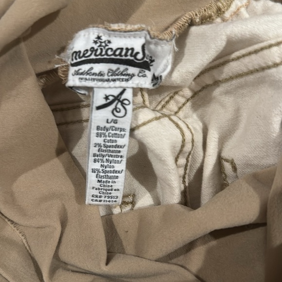 Maternity jeans, beige/tan in color. Over belly support. - Picture 3 of 4